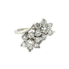 bypass diamond Vintage 14K Yellow Gold Diamond Spray Cluster Bypass Ring — listing 6