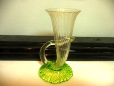 Vintage Vaseline Uranium Glass Flower Frog Bowl, Yellow Satin Finish, 5.5 inch — listing 3