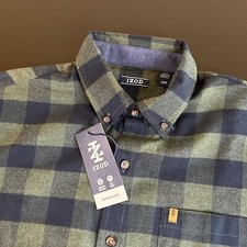 IZOD Men's Short Sleeve Plaid Button-Down Shirt, Size Large — listing 2