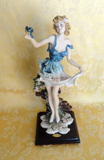 Giuseppe Armani Florence Capodimonte-Style Lady Figurine with Applied Flowers on Wood Base — listing 3