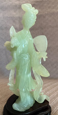 Chinese Carved Green Serpentine 'Jade' Covered Lidded Vase with Archaistic Taotie Motif and Wood Stand — listing 4