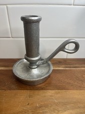 Vintage Carson Pewter Chamberstick Candle Holder with Finger Loop Handle — listing 3