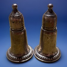 Vintage Weighted Sterling Silver Salt & Pepper Shaker Set, Bell Form with Finial Tops — listing 5