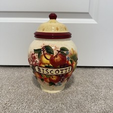 Vintage Brown Glazed Ceramic Lidded Canister with Raised Bead/Ball Motif — listing 5