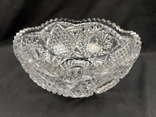 Cut Glass Low Bowl with Diamond and Thumbprint Pattern