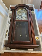 Vintage Tempus Fugit 31-Day Key-Wind Wall Clock with Arched Wood Case and Brass Pendulum