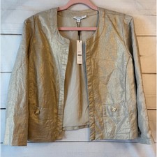 Chico's Olive Green Linen-Blend Zip-Front Jacket with Beaded Embroidery, Size 3 (US 16/18) — listing 5