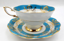 Royal Standard Bone China Teacup and Saucer, Green with Floral Bouquet, listing 4