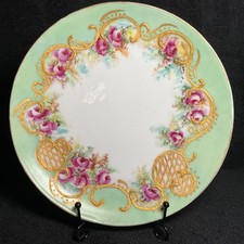 Hand-Painted Austrian Porcelain 10-inch Cabinet Plate with Blackberries & Blossoms, Pierced Reticulated Rim, Gold Trim — listing 6