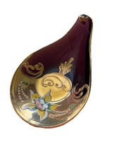 Amethyst Purple Footed Glass Vase with Raised Gold Enamel Decoration — listing 2