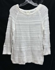 Ann Taylor Navy & White Crochet Lace Front Sleeveless Top, Size S — listing 4