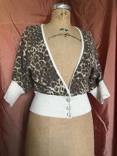 Guess Jeans Snow Leopard Print Long Sleeve Button-Front Cardigan Sweater, Size Medium — listing 5