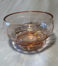 Pink Depression Glass Sugar and Creamer Set with Cut Floral Etching and Beaded Rim