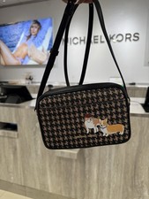 Houndstooth Print Crossbody Camera Bag with Black Faux Leather Trim — listing 2