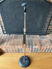Vintage Gooseneck Microphone Stand with Round Cast Iron Base