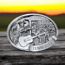 1986 C & J Inc. "Country" Musicians Pewter Belt Buckle #1446 — listing 2