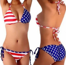 American Flag Stars and Stripes One-Piece Swimsuit with Zip Front — listing 2