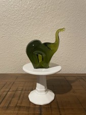 Vintage Green Glass Figural Elephant Canister Jar with Lid — listing 6