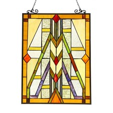 Mission / Arts & Crafts Style Wood Floor Lamp with Stained Glass Shade and Column Nightlight — listing 4