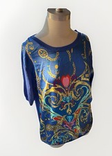 Vintage Baroque Print Silk Button-Up Shirt, Red & Gold Scrollwork Versace / Gianni Versace — listing 5