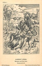 Albrecht Dürer 'Samson Rending the Lion' Woodcut - Later Impression/Reproduction — listing 5