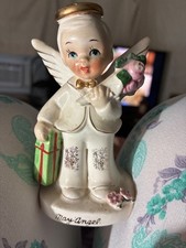 Sleeping Angel Boy Figurine with Teddy Bear on Cloud — listing 3