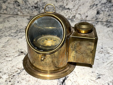 Vintage Brass Nautical Ship Oil Lamp Lantern with Glass Chimney Yes - there is a name/mark I can read — listing 4