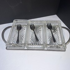 Leonard Three-Sectioned Silverplated Rim Relish Dish with Starburst Cut Glass Insert — listing 3