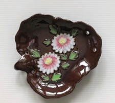 Occupied Japan Leaf-Shaped Porcelain Nappy Dish with Hand-Painted Floral Bouquet and Gilt Trim — listing 6