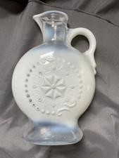 Vintage 1957 Jim Beam White Opalescent Milk Glass Decanter with Star Pattern — listing 2