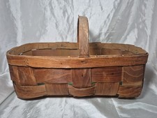 Vintage Woven Splint Basket with Lid and Double Swing Handles — listing 4