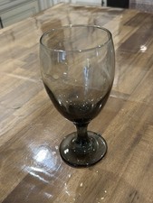 Vintage Smoke Gray Optic Swirl Wine Goblet with Straight-Sided Bowl