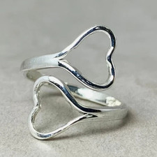 Petite Double-Heart Ring with Small Accent Stones — listing 6
