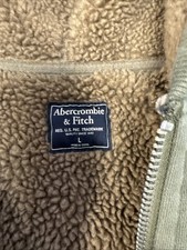 Abercrombie & Fitch Sherpa-Lined Full-Zip Hoodie, Olive Green, Size L
