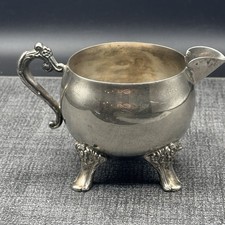 Victorian-Style Silver Plate Footed Cream Pitcher with Repoussé Floral Decoration — listing 4