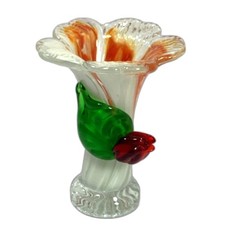Hand-Blown Art Glass Rose Bowl with Multicolored Applied Cane Decoration — listing 6
