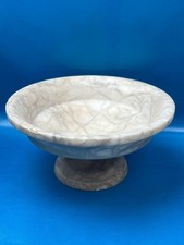 Carved Alabaster Bowl / Dish with Turned Foot — listing 6