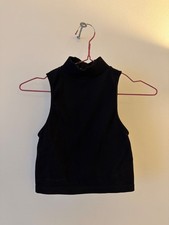 Black Short-Sleeve Ribbed Scoop-Neck Crop Top, Size XL — listing 4