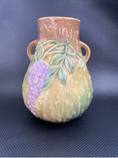 Roseville Pottery Wisteria Two-Handled Vase, Shape 634-7 (Brown Colorway) — listing 4