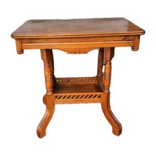 Victorian Eastlake Walnut Parlor Table with Carved Pedestal Base — listing 5