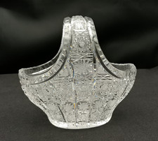 Cut Crystal Glass Basket with Frosted Floral and Thistle Engraving — listing 4
