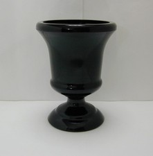 Vintage Black Amethyst Glass Vase with Hand-Painted Pastel Brushstroke Design — listing 4