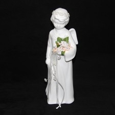 White Bisque Porcelain Winged Angel Figurine with Snow-Textured Trim — listing 6