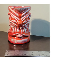 Ceramic Tiki Mug Green Glazed Polynesian Tall Tumbler — listing 6