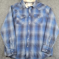 Roebuck & Co. Men's Short-Sleeve Western Plaid Snap Shirt, Size Large — listing 2