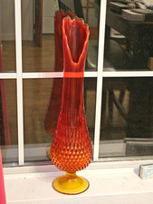 Fenton Amberina Stretch Swung Bud Vase, 18 1/2 inches — listing 2