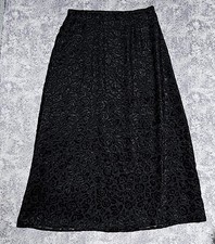 Sheer Black Velvet Burnout Geometric Square Pattern Skirt with Side Ties