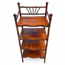Antique Victorian Bamboo Three-Tier Etagere Shelf with Ball Finials — listing 2