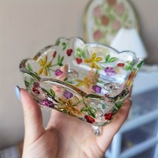 Vintage Clear Pressed Glass Round Serving Platter with Paneled Radial Pattern