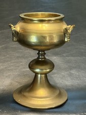 Vintage Stiffel-Style Cream Enamel and Brass Urn Table Lamp with Bell Shade — listing 6
